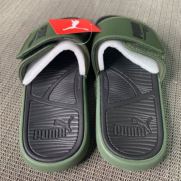 Puma Cool Cat 2.0 Mens Size 8 Green & Black Slip-On Slides Sandals - Picture 4 of 5